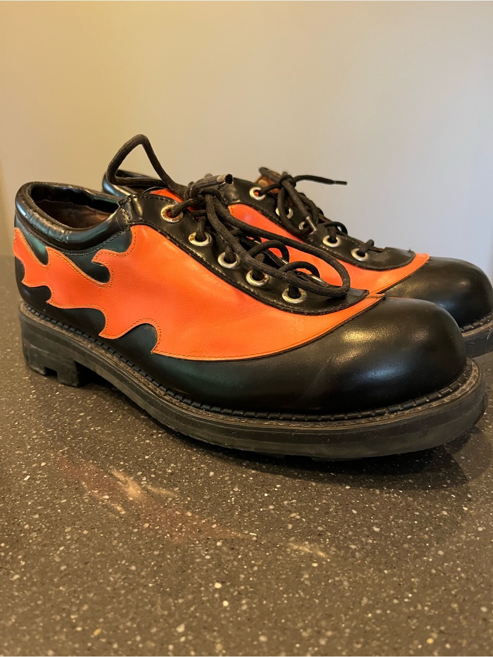 Vintage John Fluevog Angels flames oxfords Derby Shoe rockabilly goth punk Sz13